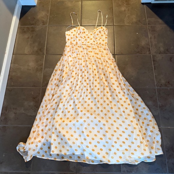 Anthropologie En Saison Ava Midi Dress Polka Dot Bustier Cream Yellow M Feminine - Picture 8 of 16